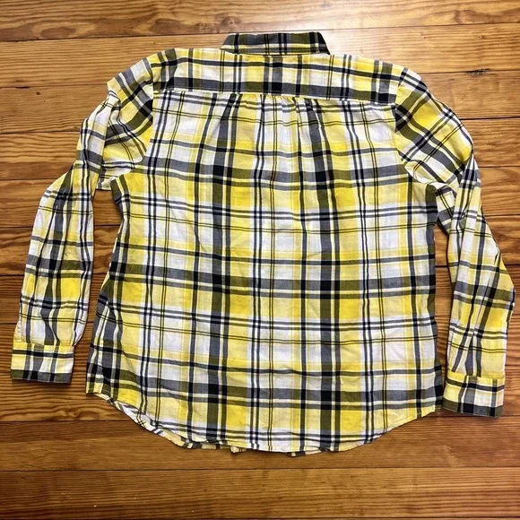 LRL Lauren Jeans Co Womens Plaid Shirt Button Up Size XL Yellow Lightweight - Picture 9 of 9